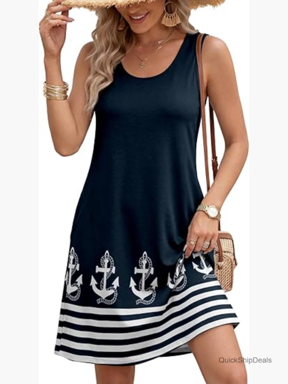 Women's Sleeveless Floral Boho Sundress Swimsuit Coverup Loose Beach Vacation